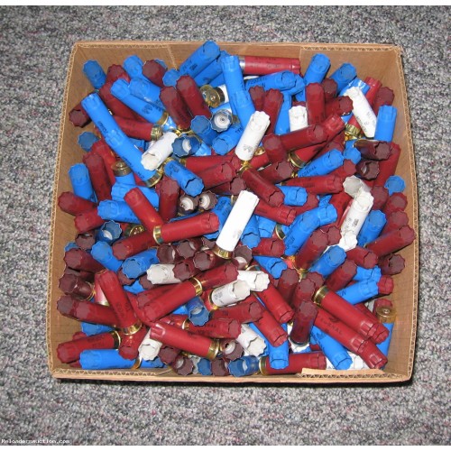 500+ FEDERAL TOP GUN RED WHITE AND BLUE ALL PLASTIC ONCE FIRED 12 GAGE HULLS