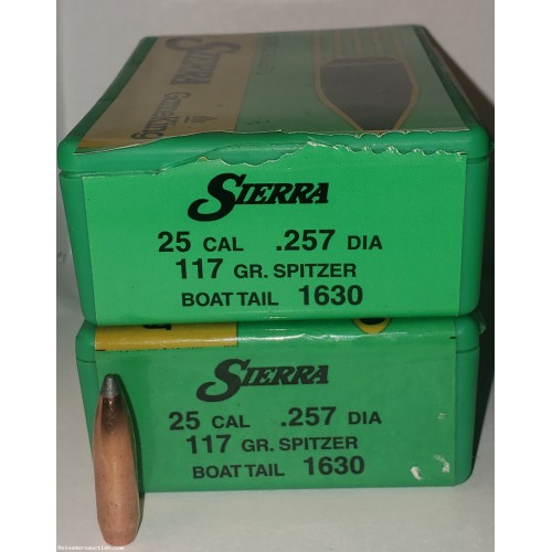 .25 CAL .257 DIA  100 GR. SBT Sierra Game King Bullets